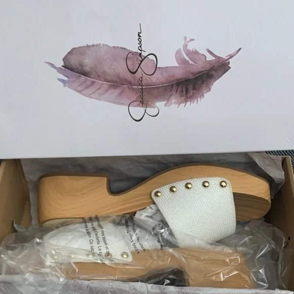 Jessica Simpson White and Tan Mules - Picture 4 of 5